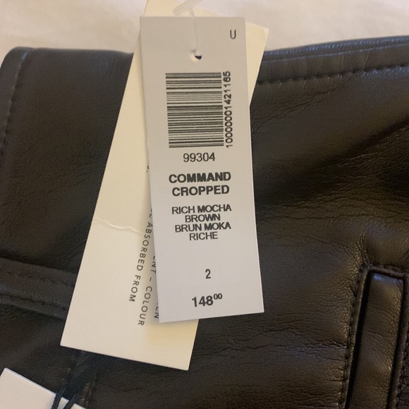 Worn once, dark brown, cropped vegan leather pants - Picture 3 of 4